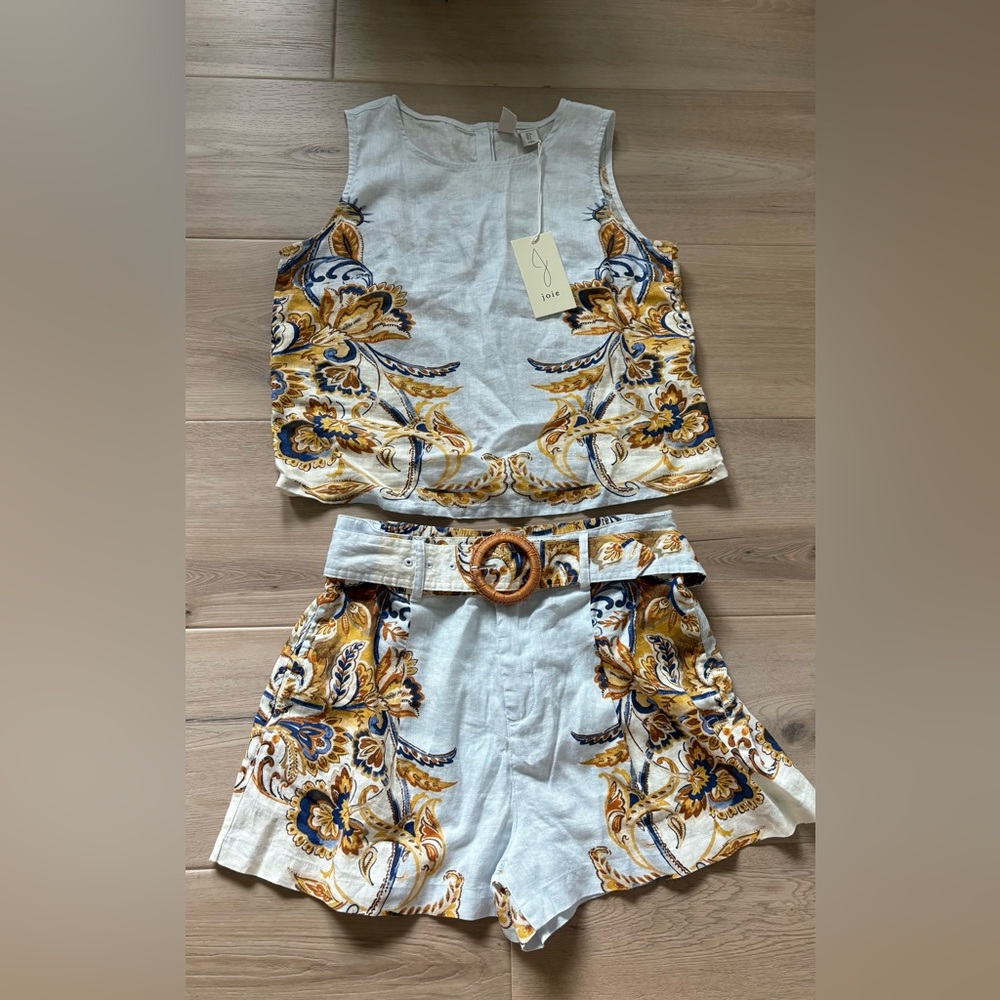 Joie patterned short set with belt small medium